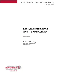 Factor Xi Deficiency and Its Management