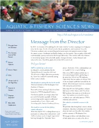 Message from the Director AQUATIC & FISHERY SCIENCES NEWS