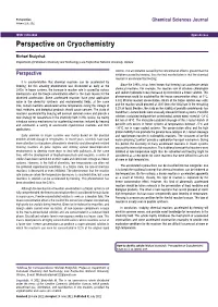 Perspective on Cryochemistry