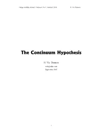 The Continuum Hypothesis