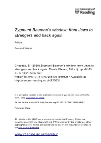 Zygmunt Bauman's Window: from Jews to Strangers and Back Again