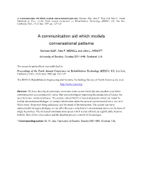 A Communication Aid Which Models Conversational Patterns