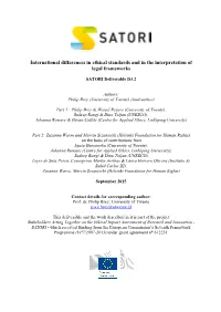 International Differences in Ethical Standards and in the Interpretation of Legal Frameworks