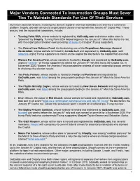 Major Vendors Connected to Insurrection Groups Must Sever Ties to Maintain Standards for Use of Their Services