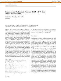 Sequence and Phylogenetic Analysis of SSU Rrna Gene of Five Microsporidia