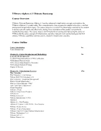 Vmware Vsphere 4.1 Ultimate Bootcamp Course Overview Course