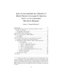 When Products Liability Should Apply to Algorithmic Decision-Makers