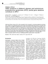 AIRE Variations in Addison's Disease and Autoimmune Polyendocrine Syndromes