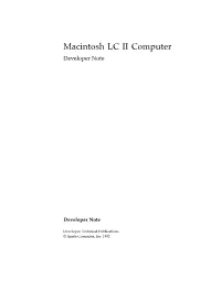 Macintosh LC II Computer Developer Note