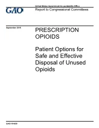 Patient Options for Safe and Effective Disposal of Unused Opioids