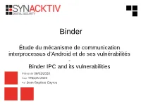2020: "Binder IPC and Its Vulnerabilities"