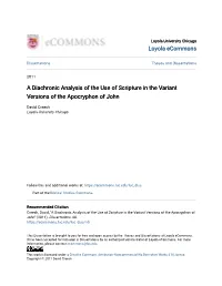 A Diachronic Analysis of the Use of Scripture in the Variant Versions of the Apocryphon of John