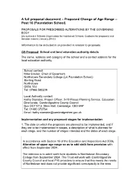 A Full Proposal Document – Proposed Change of Age Range – Post 16 (Foundation School)