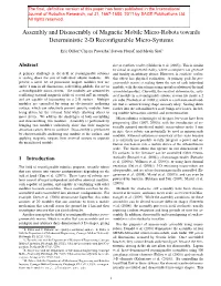 Assembly and Disassembly of Magnetic Mobile Micro-Robots Towards Deterministic 2-D Reconﬁgurable Micro-Systems