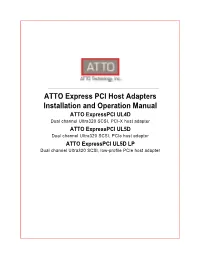ATTO Express PCI Host Adapters Installation And