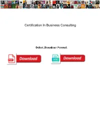 Certification in Business Consulting