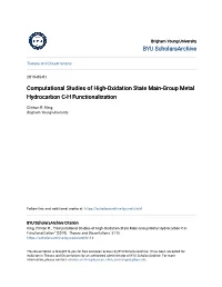 Computational Studies of High-Oxidation State Main-Group Metal Hydrocarbon C-H Functionalization