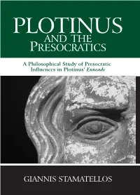 Plotinus and the Presocratics SUNY Series in Ancient Greek Philosophy