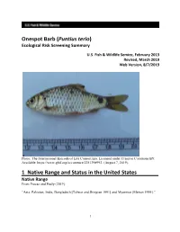 Puntius Terio) Ecological Risk Screening Summary