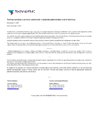 Technip Awarded a Services Contract for a Hydrodesulphurization Unit in Germany
