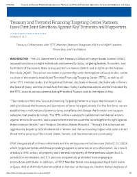 Treasury and Terrorist Financing Targeting Center Partners Issue First Joint Sanctions Against Key Terrorists and Supporters | U.S