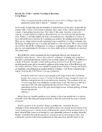 Brecht, the "Fable," and the Teaching of Directing Craig Kinzer "Once in A