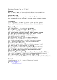 Database Systems Journal BOARD Director Editors-In-Chief