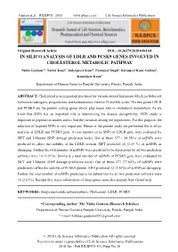 In Silico Analysis of Ldlr and Pcsk9 Genes Involved in Cholesterol Metabolic Pathway
