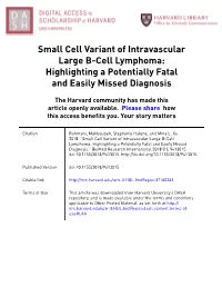 Small Cell Variant of Intravascular Large B-Cell Lymphoma: Highlighting a Potentially Fatal and Easily Missed Diagnosis