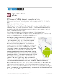 $35 Android Tablet, Aakash, Launches in India Tablets Expected to Become “New Battleground” in This Emerging Market