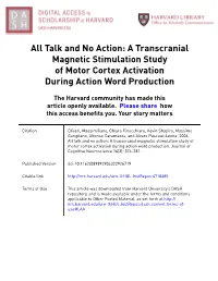 All Talk and No Action: a Transcranial Magnetic Stimulation Study of Motor Cortex Activation During Action Word Production