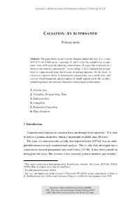 Causation: an Alternative
