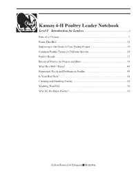 Kansas 4-H Poultry Leader Notebook Level I Introduction for Leaders