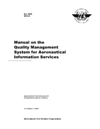 Manual on the Quality Management System for Aeronautical Information Services ______
