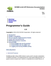NVWMI V2.22 API Reference Documentation NVIDIA