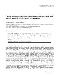 Correlation Between Development and Increase of Number of Labial Tooth Rows in Ghost Frog Tadpoles (Anura: Heleophrynidae)