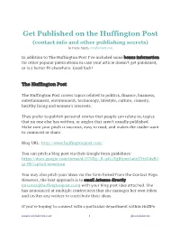 Get Published on the Huffington Post (Contact Info and Other Publishing Secrets) by Carrie Smith, Carefulcents.Com ​ ​