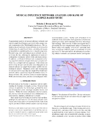 Musical Influence Network Analysis and Rank of Sample-Based Music