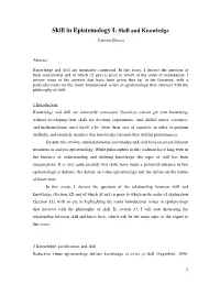 Skill in Epistemology I: Skill and Knowledge