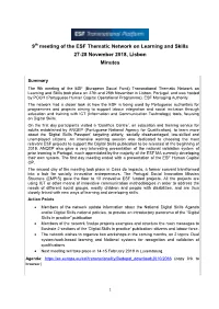 9 Meeting of the ESF Thematic Network on Learning and Skills 27