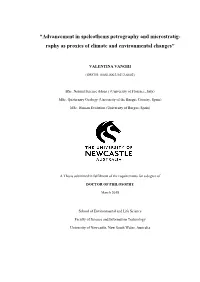 “Advancement in Speleothems Petrography and Microstratig- Raphy As Proxies of Climate and Environmental Changes”