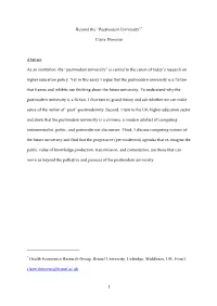 Beyond the “Postmodern University”*