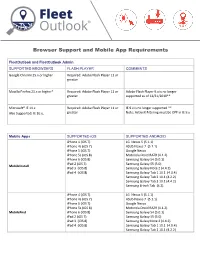 Browser Support and Mobile App Requirements