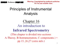 Chapter 16 an Introduction to Infrared Spectrometry