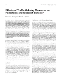 Effects of Traffic Calming Measures on Pedestrian and Motorist Behavior