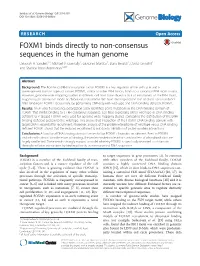 FOXM1 Binds Directly to Non-Consensus Sequences in the Human Genome Deborah A