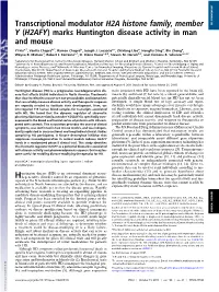 (H2AFY) Marks Huntington Disease Activity in Man and Mouse