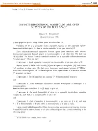 Infinite-Dimensional Manifolds Are Open Subsets of Hilbert Space