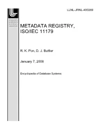 Metadata Registry, Iso/Iec 11179