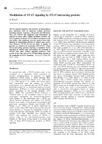 Modulation of STAT Signaling by STAT-Interacting Proteins